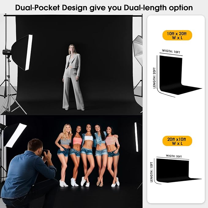 Fondo Negro Fotográfico CPLIRIS 10x20ft Doble Bolsillo miniatura 3