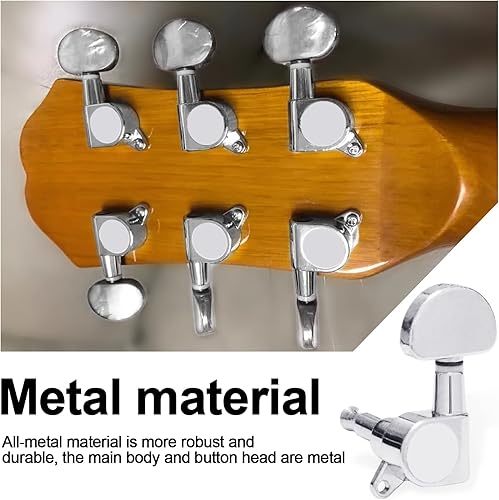 Miniatura 58 de SAPHUE Afinadores de guitarra de 4.331 in, un juego de llaves de afinación de guitarra clásica negra 1R1L, clavijas de cuerda para guitarra clásica