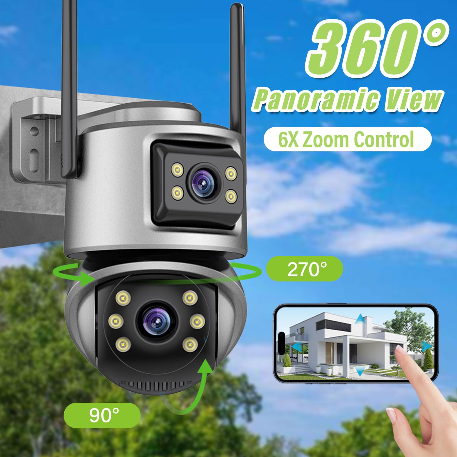 Telecamera Wi-Fi Esterno, Telecamera PTZ A Doppia Lente 4K 8MP - Foto 2