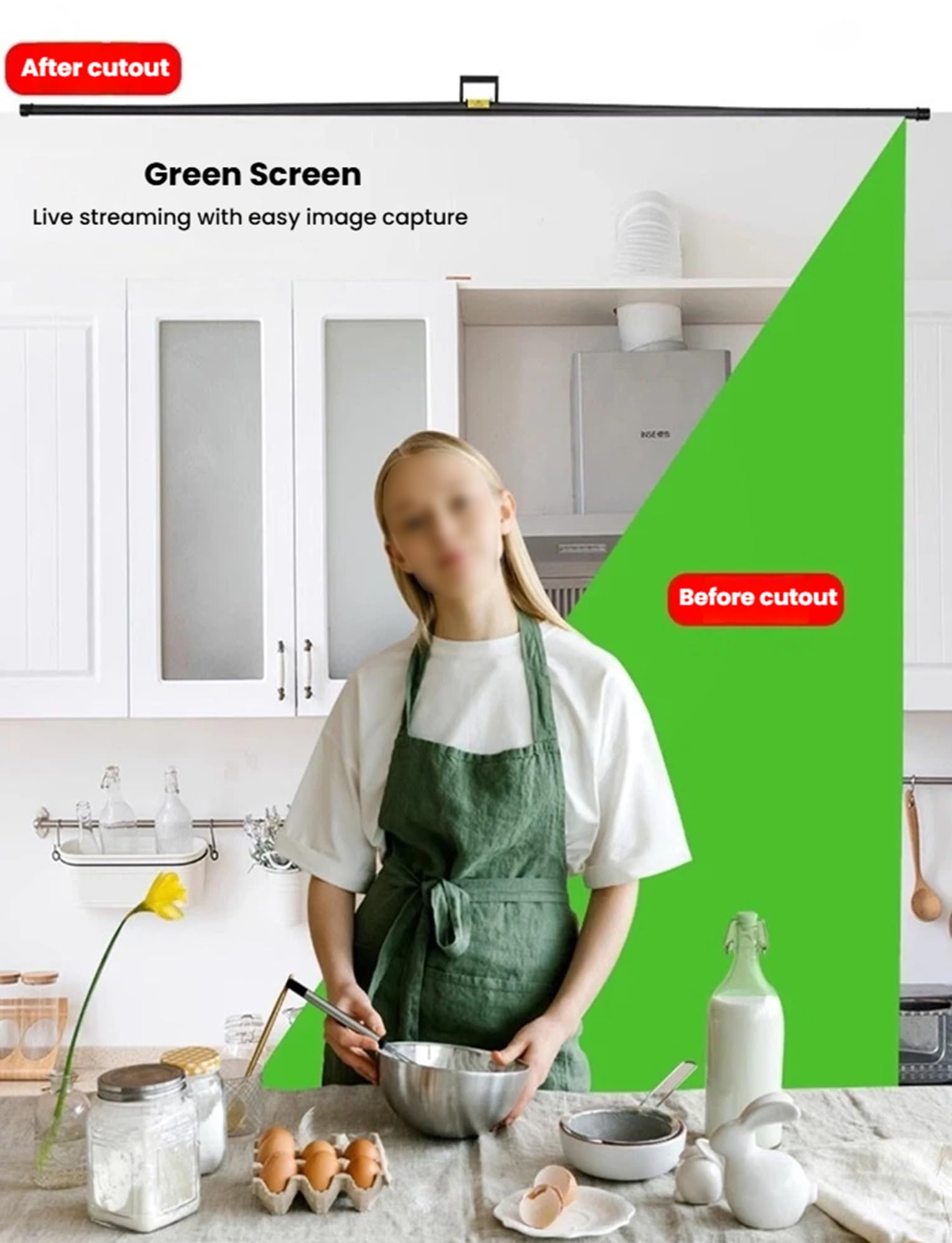 Sfondo fotografico pieghevole portatile con supporto, schermo verde per fotografia professionale e produzione video