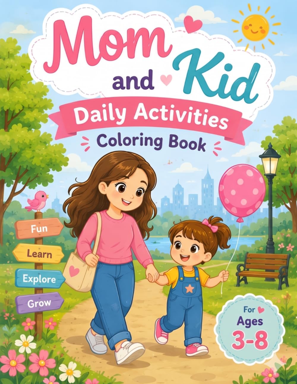 Mom and Kid Daily Activities Colouring Book