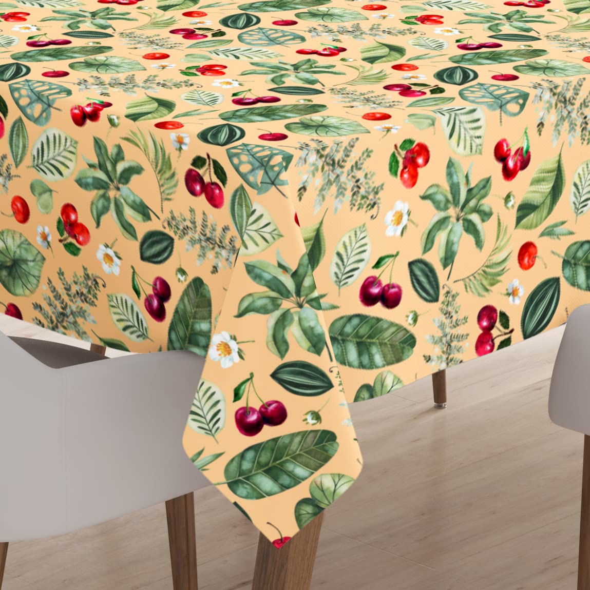 Encasa XO Polyester Printed Tablecloth, Twill Fabric Table Cover, Water Repllelant