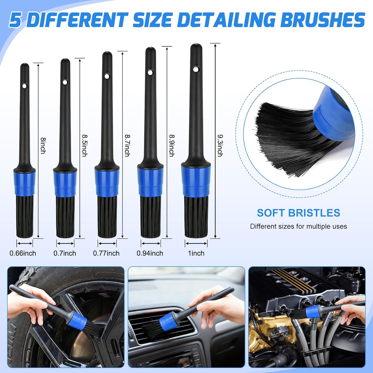 Nilight 27PCS Car Detailing Kit Auto Cleaning Tools Wash Set with Storage Carry Bag Home Use for Interior Exterior Deep Clean Polish Car Care Windshield Dashboard Seat Air Vents Wheels Tires, Blue