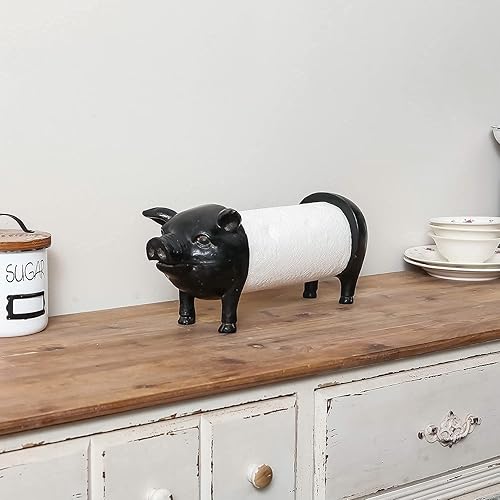 Miniatura 8 de Soporte para toallas de papel NIKKY HOME, de metal y resina, Cerdo negro