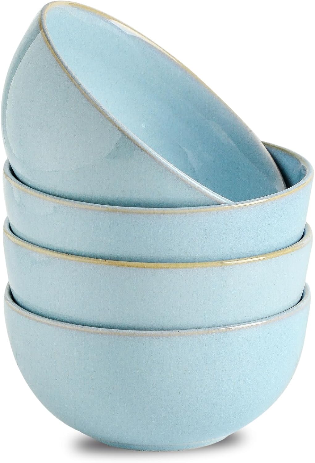 Cereal Bowls, 24 oz Ceramic Bowls Set of 4, Stoneware Bowl Set for Salad, Kitchen, Soup, Dessert, Ramen, Dishwasher and Microwave Safe, Skyblue