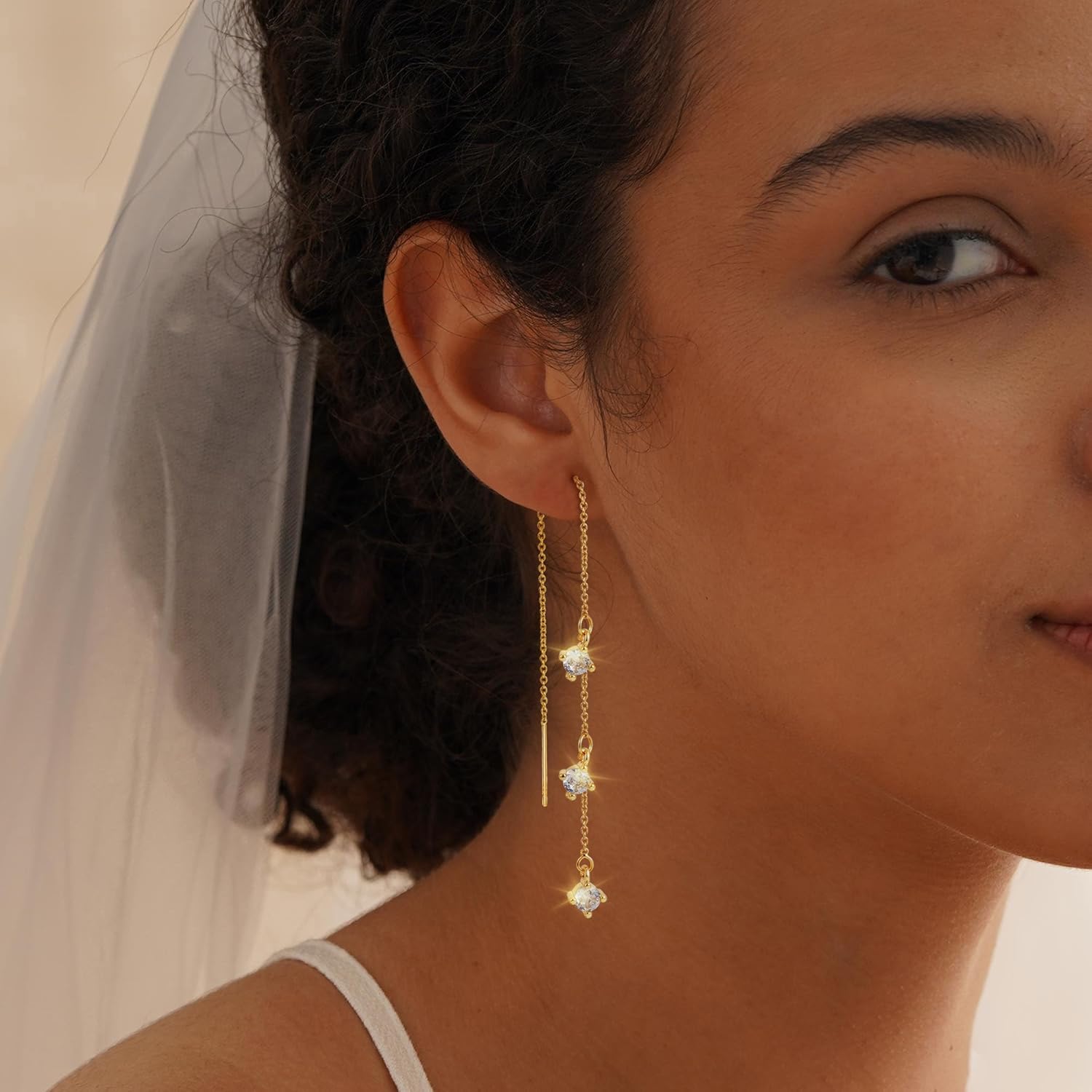 SLOONG Dangle Earrings for Women, Long Hanging Chain Earrings Trendy Hypoallergenic Dangling CZ Pearl Threader Earrings for Women Jewelry - Image 5