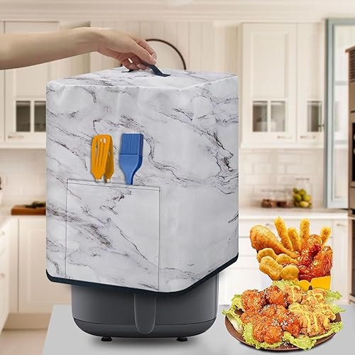 Miniatura 4 de NETILGEN Funda para freidora de aire, cubierta contra el polvo, cubierta aislada para electrodomésticos de cocina con asa superior y bolsillos
