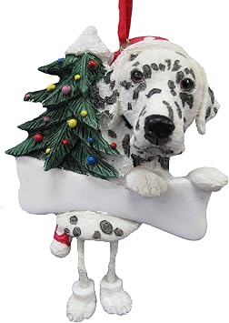 Dalmatian Ornament with Unique "Dangling Legs" Hand Painted and Easily Personalized Christmas Ornament