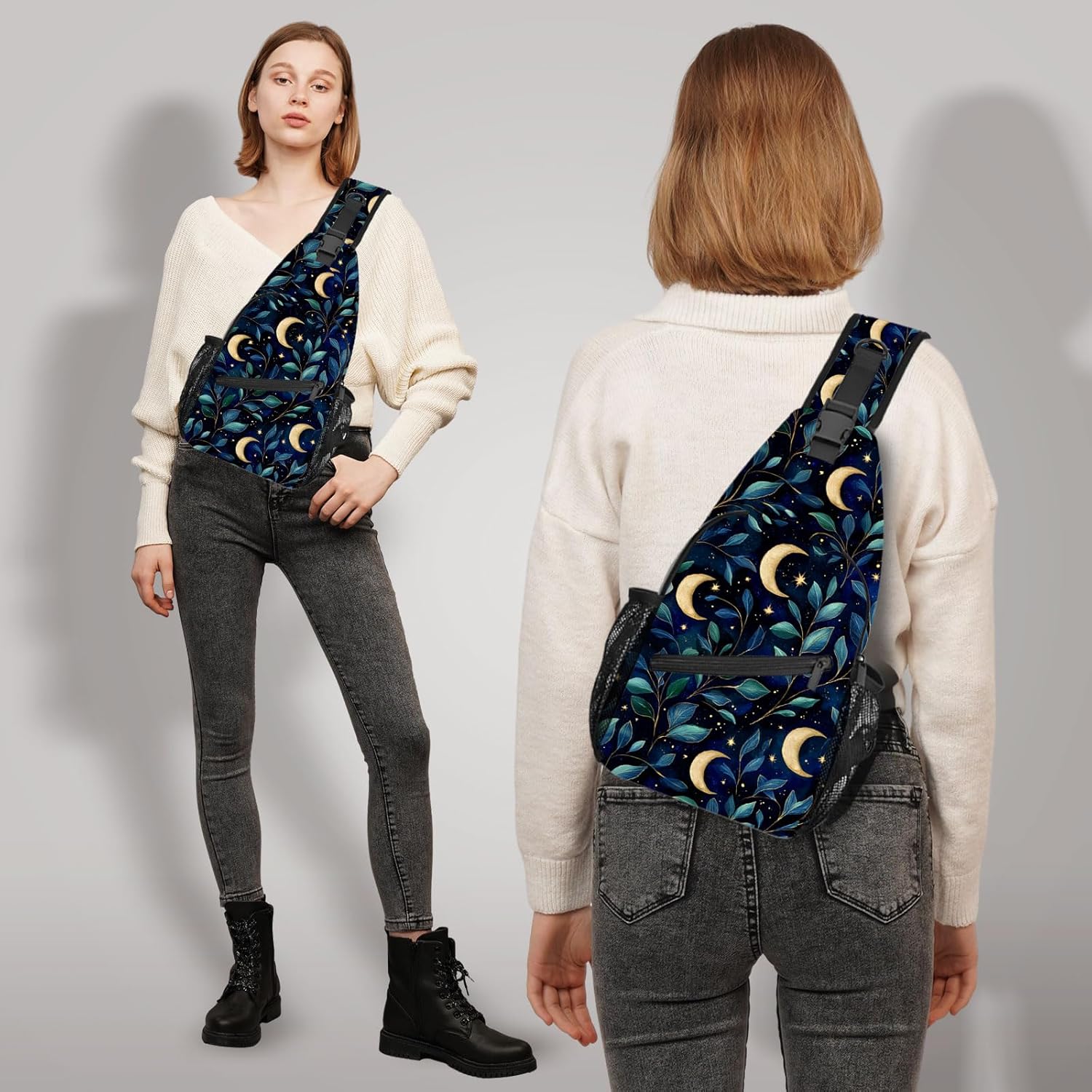 FyLybois Moon Sling Bag for Women Crossbody Backpack Lightweight Chest Daypack Fashion Shoulder Bags for Travel Hiking Biking - Image 2