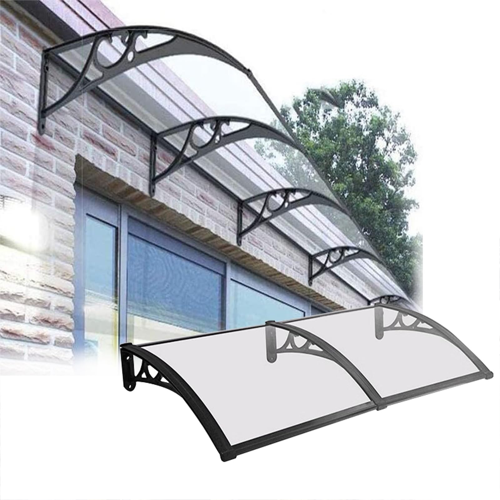 Auvent de porte en polycarbonate durable pour entrée et terrasse