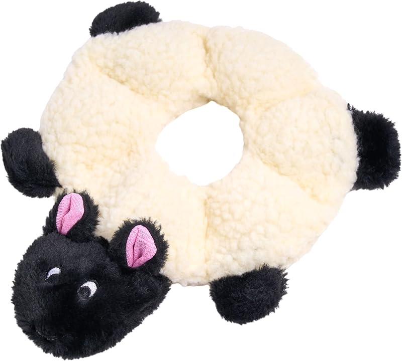 Loopy No Stuffing Dog Toys to Keep Them Busy - 10" | For Small, Medium, & Large Dogs, Squeaky Pet Toy for Boredom, Unstuffed Chew Toy, Soft Plush Puppy Products, Sheep