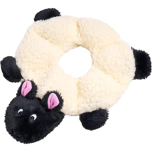 ZippyPaws Loopy - No Stuffing Dog Toys to Keep Them Busy, for Small, Medium, & Large Dogs, Squeaky Pet Toy for Boredom, Unstuffed Chew Toy, Soft Plush Puppy Products, Sheep - 10"