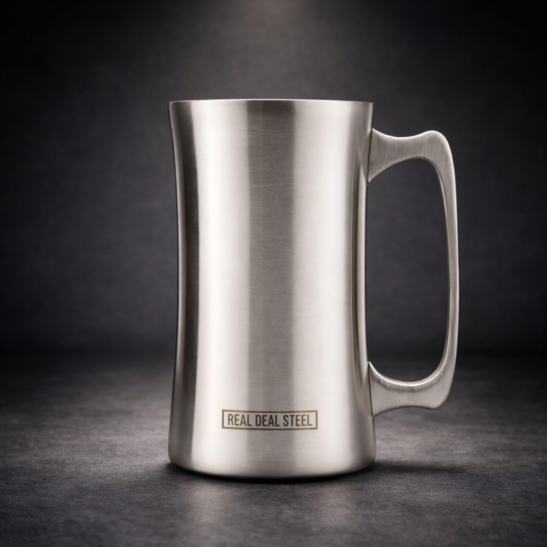 Isolierbarer Bierkrug aus Edelstahl, mit geschweißtem Griff und Deckel, Fassungsvermögen: 590 ml (510 ml) unter dem Deckel, großer Metallkrug für IPA, Kaffee, doppelwandiger Becher