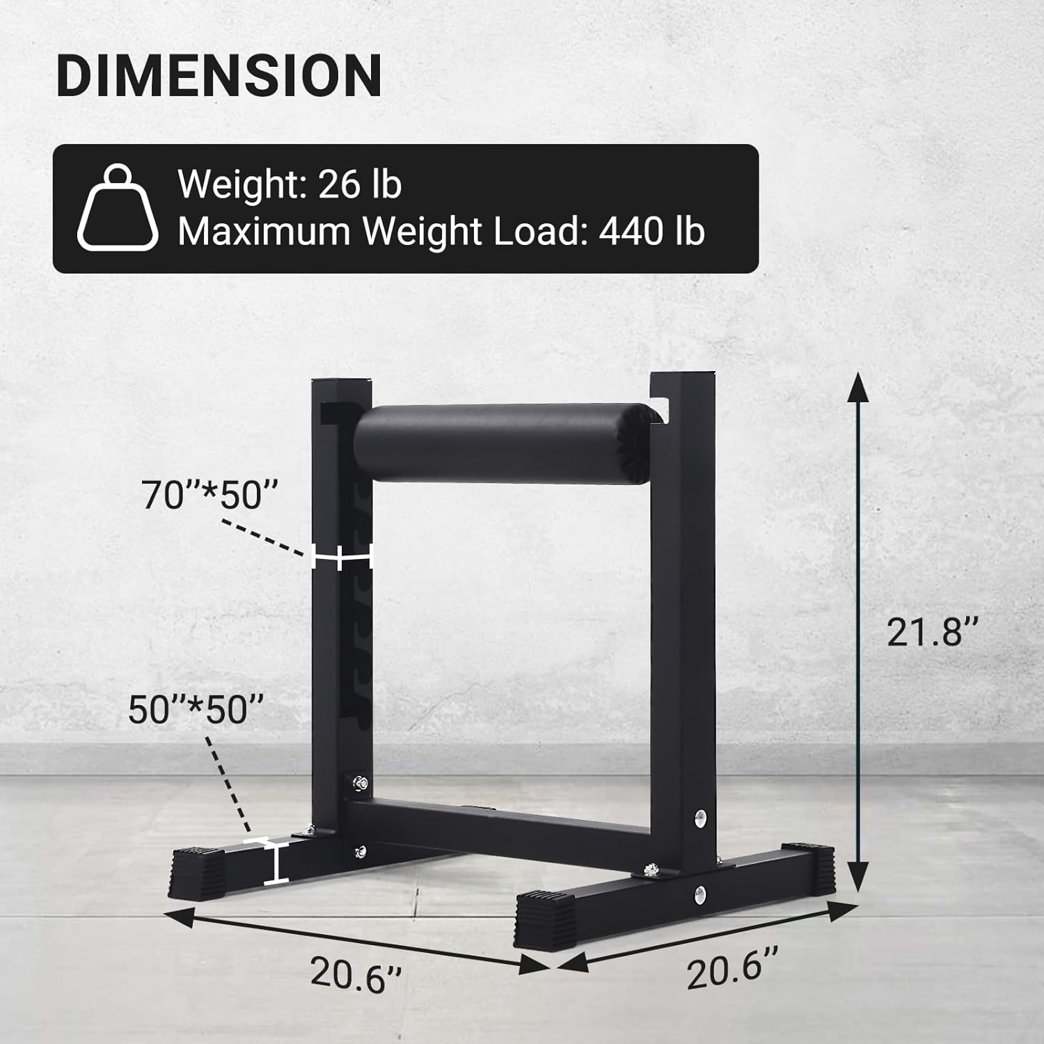 Bulgarian Split Squat Stand – Adjustable Single Leg Roller with 7 Heights and Enhanced Padding – Stand-Alone Lower Body Specialty Machine for Home Gym – Ideal for Squats and