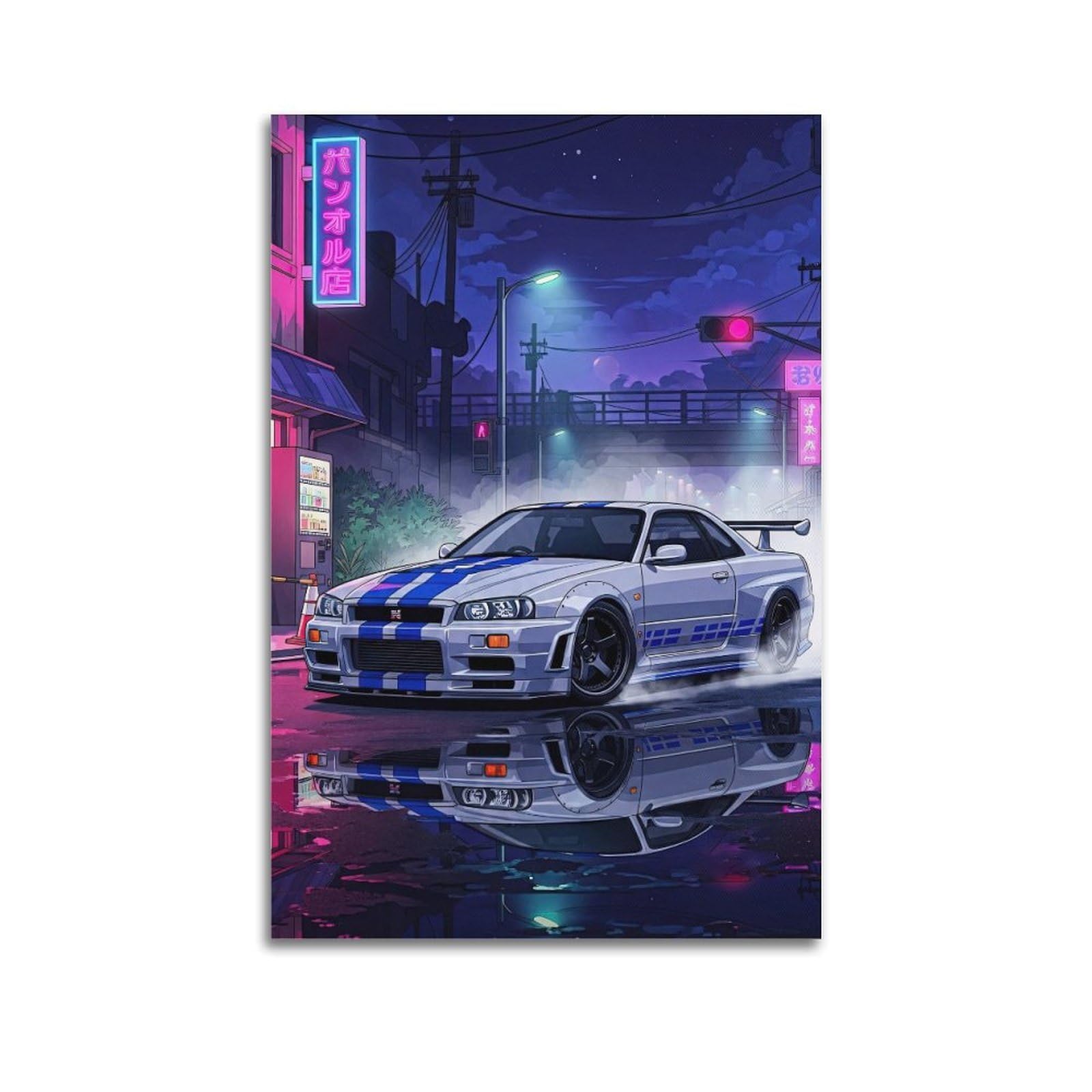 OKAHYS JDM R34 Skyline Classic Racing Sport Car Poster Decorative Painting Canvas Wall Artworks Picture 20x30inch(50x75cm)