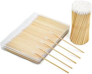 400 PCS Pointed Cotton Swabs in Storage Case - 4" Precision Microblading Cotton Tipped Applicators - Mini Swab Sticks for Makeup, Cosmetic, Eyebrow, Nail, Tattoo Permanent Supplies