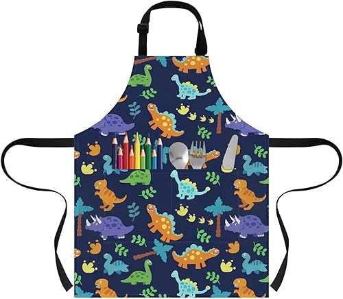 Vista 51 de doginthehole Delantal para niños con bolsillo para niños y niñas, delantales de chef ajustables con 2 bolsillos para cocinar, pintar