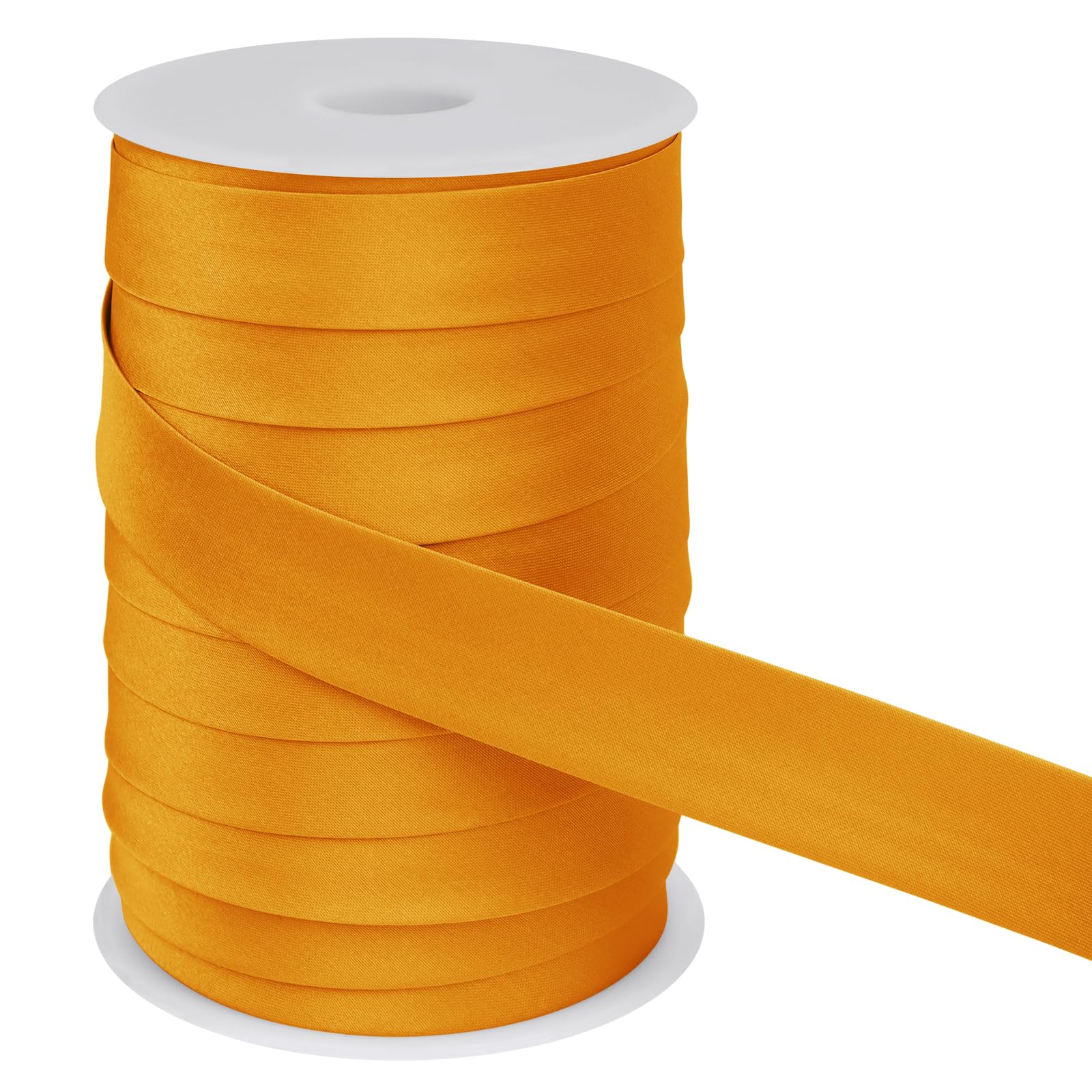 LEREATI Satin Bias Binding Tape for Sewing 1 Inch x 50m Sewing Bias Tape Double Fold, Upholstery Webbing Tape for Sewing, Bunting, Seaming, Quilting, Hemming (Golden)
