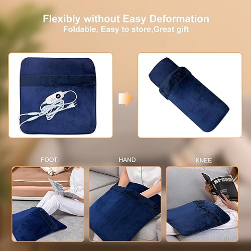 Miniatura 7 de Calentador eléctrico de pies de doble cara para hombres y mujeres con pantalla LCD y antideslizante, almohadilla de calentamiento rápido con