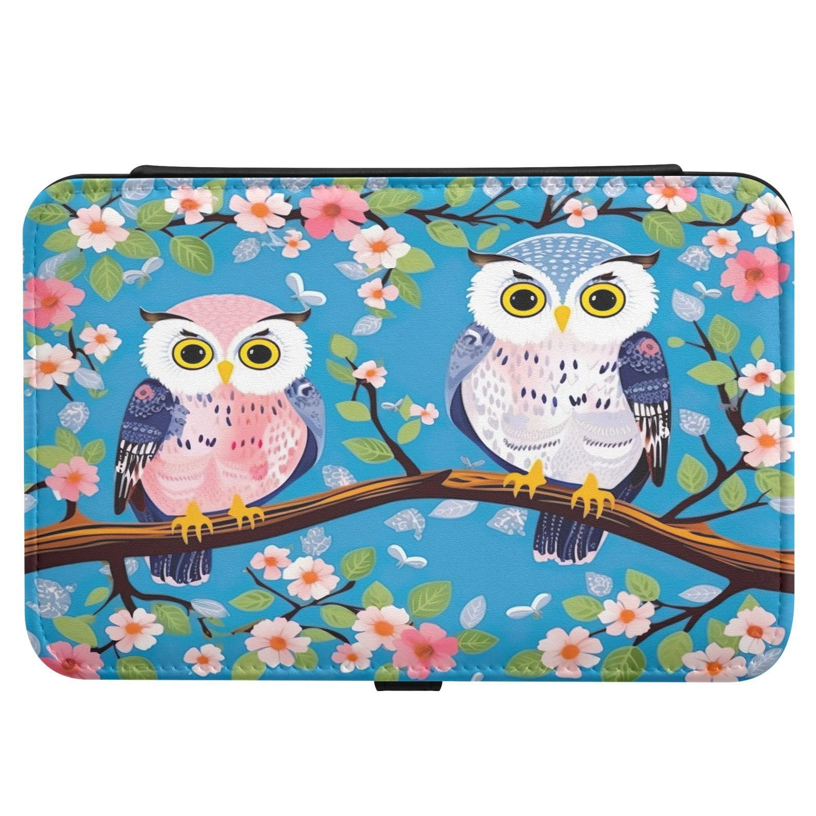 Haskirky Cute Owls Blue Jewelry Box Portable PU Leather Travel Jewelry Organize for Women Jewelry Storage Display Holder for Ring, Necklace, Earring