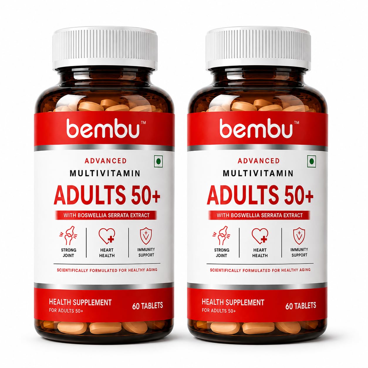 Multivitamin Adults 50+ Tablets | 23 Vitamins & Minerals with 250 mg Boswellia Serrata Extract, Calcium, Magnesium, Zinc, Vitamins B, C, D & E | Supports Joint, Heart, Immunity & Overall Health | Vegetarian | 60 Tablets-image-35