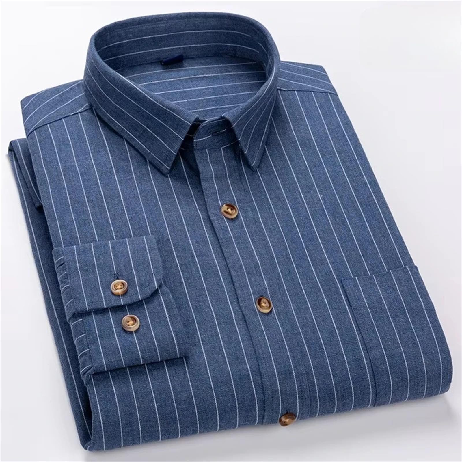 Camisas de manga larga de algodón puro para hombre, ajuste delgado, camisa formal a cuadros, casual, a rayas, ropa de oficina