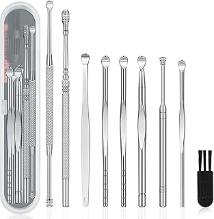 9 Pcs Ear Pick Earwax Removal Kit, Ear Cleansing Tool Set, Ear wax Removal Tool, Ear Curette Ear Wax Remover Tool with a C...