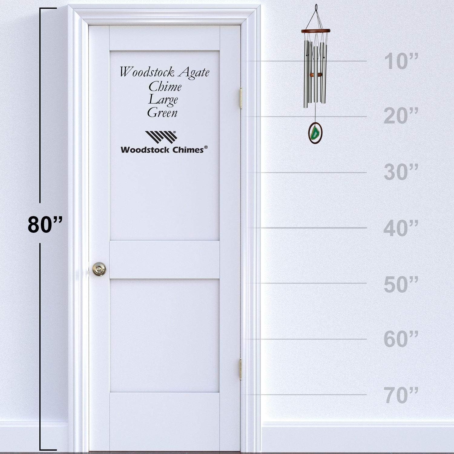 Woodstock Chimes Signature Collection, Woodstock Agate Chime, Large (25'') Green, Decor Designs Wind Chimes for Outdoor, Patio, Home or Garden Décor (WAGGL)