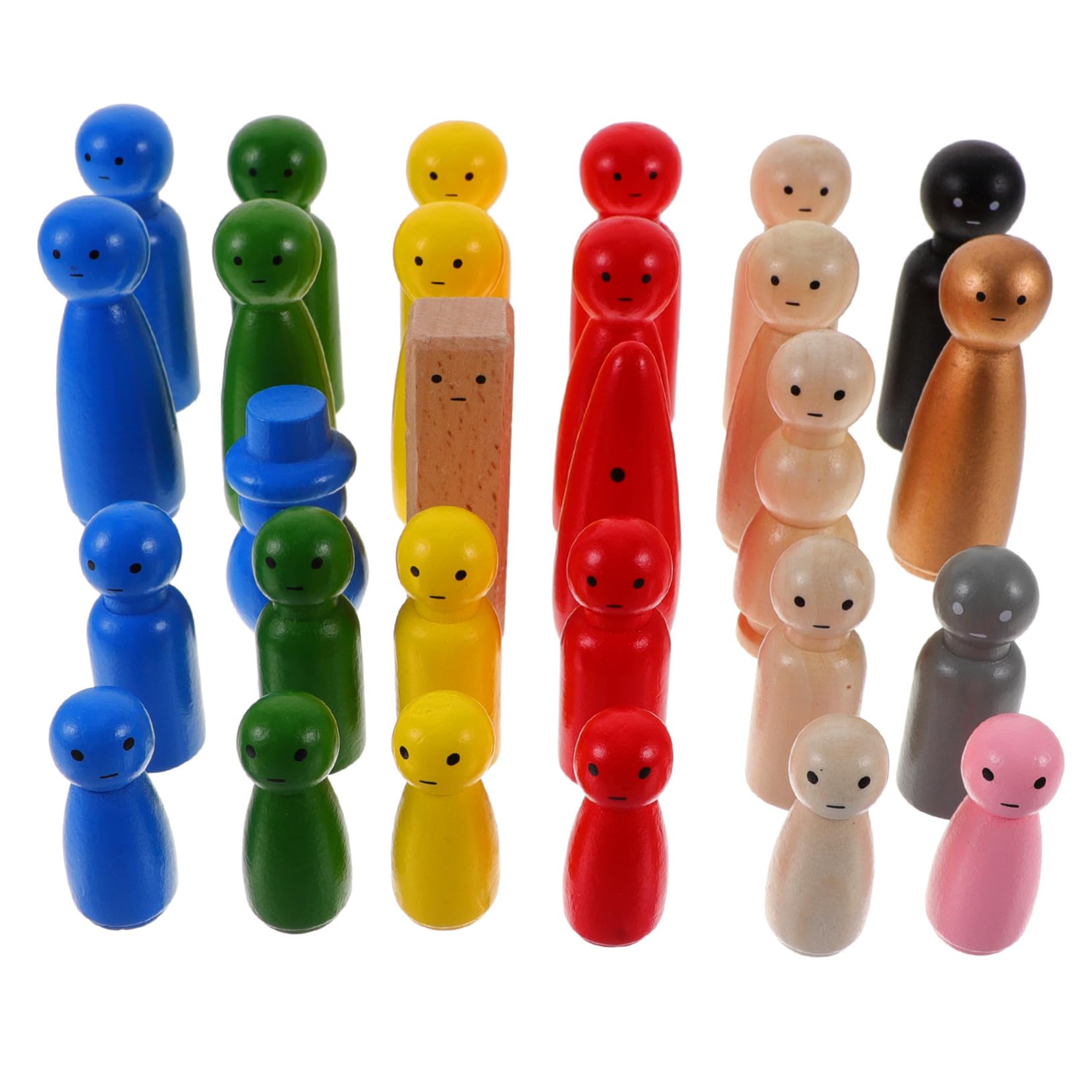POPETPOP 28 Pezzi Bambole Peg in Legno Modelli DIY per Bambini | Figure Grezze da Dipingere, per Decorare la Stanza, Attività Creative Movimenti Fini