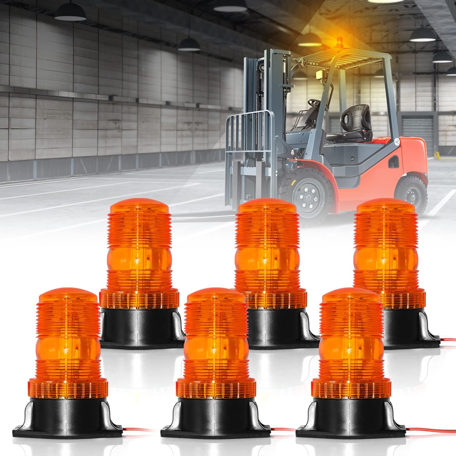30 LED Amber Forklift Strobe Light 30W Vehicle Roof Safety Beacon Light for 10-110V Mower, ATV, Trucks, Tractor, Golf Carts, UTV, Cars, Bus - 6 Pack