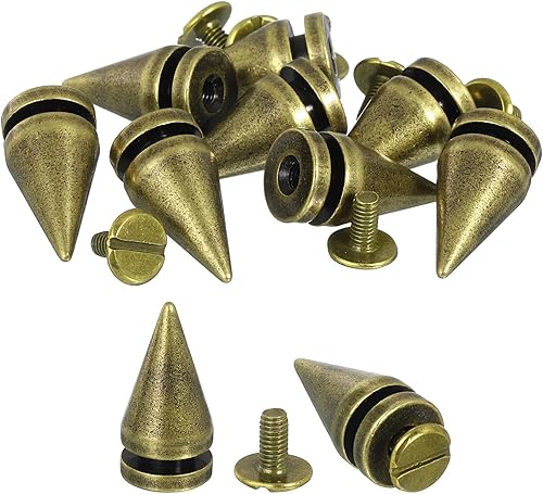 uxcell 16 remaches de espiga de cono de 0.39 x 0.78 pulgadas, tornillos traseros para árbol y picos para manualidades de cuero, ropa, zapatos,