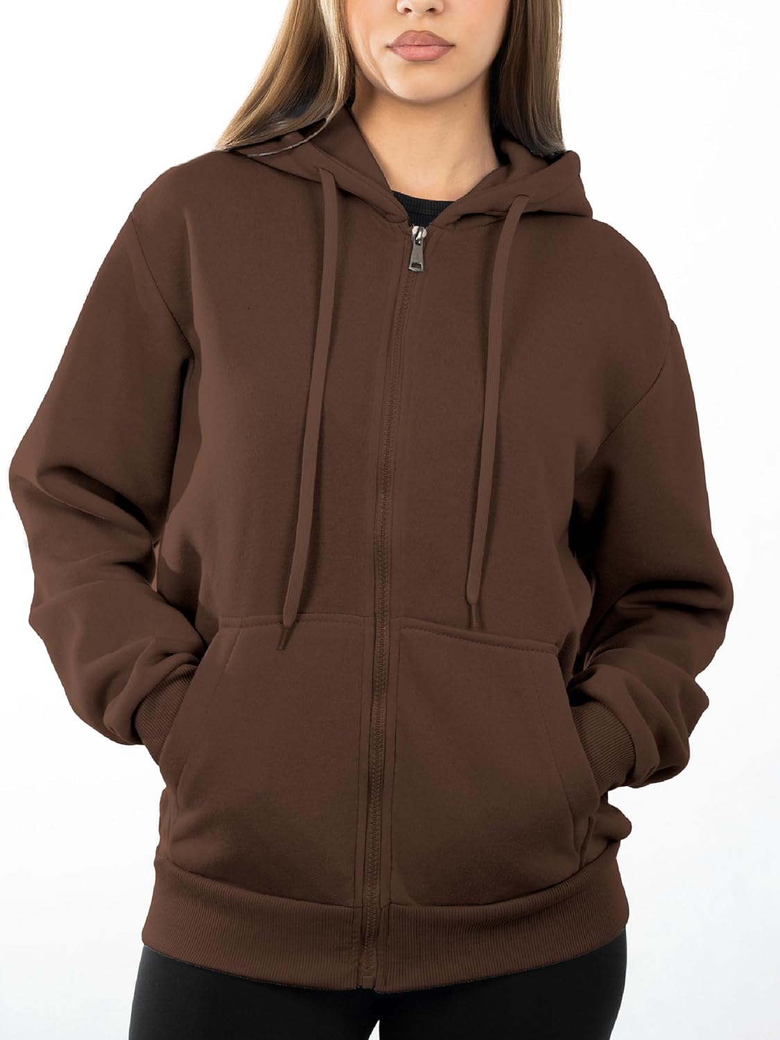 Oversized Zip Up Hoodie for Women, Soft Fleece Cotton Blend, Cozy Full Zip Sweatshirt - Image 2