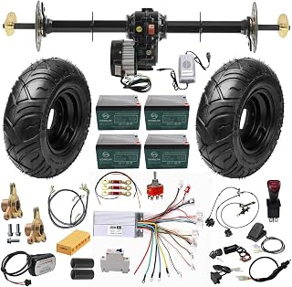 Upgrade Set of 1020mm 40'' Rear Differential Axle with 13x5.00-6'' Wheel Tire Rim & 48V 1000W Brushless Electric Motor +Controller 1800W for Go Kart E-Bike Scooter Moped Tricycle Modification