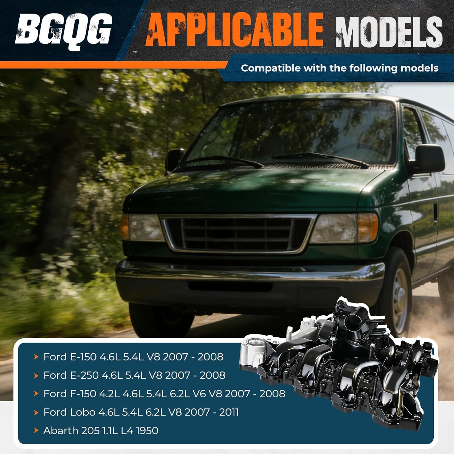 Engine Intake Manifold Compatible with Ford F-150 E-150 E-25 2007 2008 Lobo 2007 2008 2009 2010 2011 4.2L 4.6L 5.4L 6.2L V6 V8 Replaces 7L3Z-9424-F 019495456162 615-375