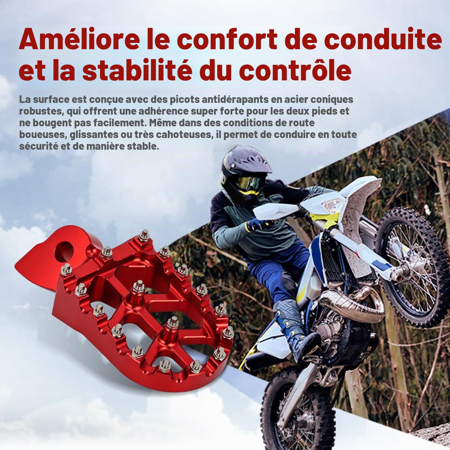 Cale Pied Moto, Repose-Pieds pour-Compatible avec Plusieurs Modèles -Rouge | pour SMS125 SM400R 449 SMR/TC/Te 450 510 511 570 SM450R SM450RR SM510R SM610R