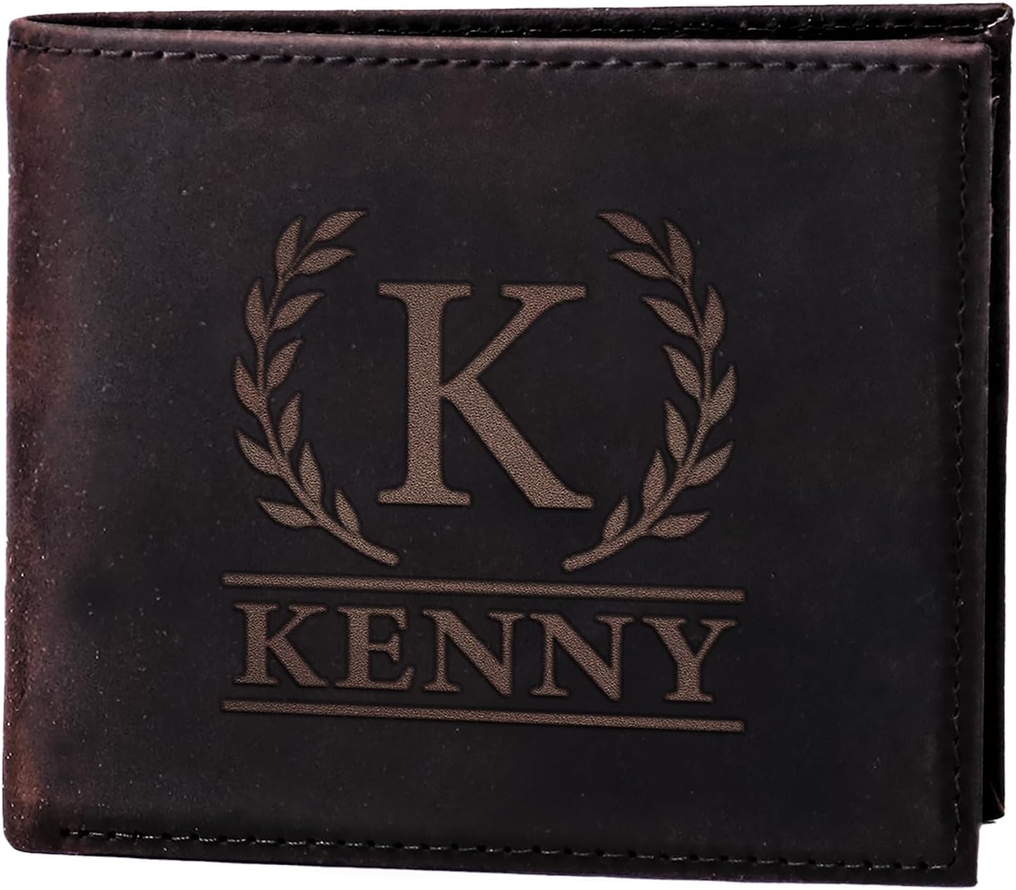Customizable Full Grain Leather Wallet, Fathers Day Gift for Dad, Boyfriend, Anniversary, Birthday Gifts for Husband, Fiance, Grandpa, Papa Personalized Gifts for Him, Graduation, Wedding, Engagement