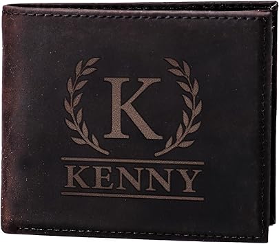 Customizable Full Grain Leather Wallet, Fathers Day Gift for Dad, Boyfriend, Anniversary, Birthday Gifts for Husband, Fiance, Grandpa, Papa Personalized Gifts for Him, Graduation, Wedding, Engagement