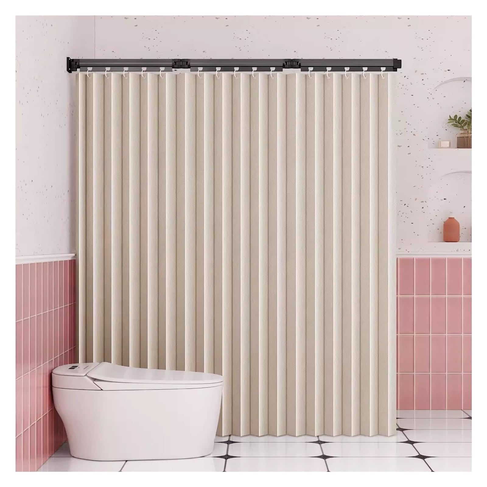 Barre de rideau de douche pliable pour créer un dressing modulable
