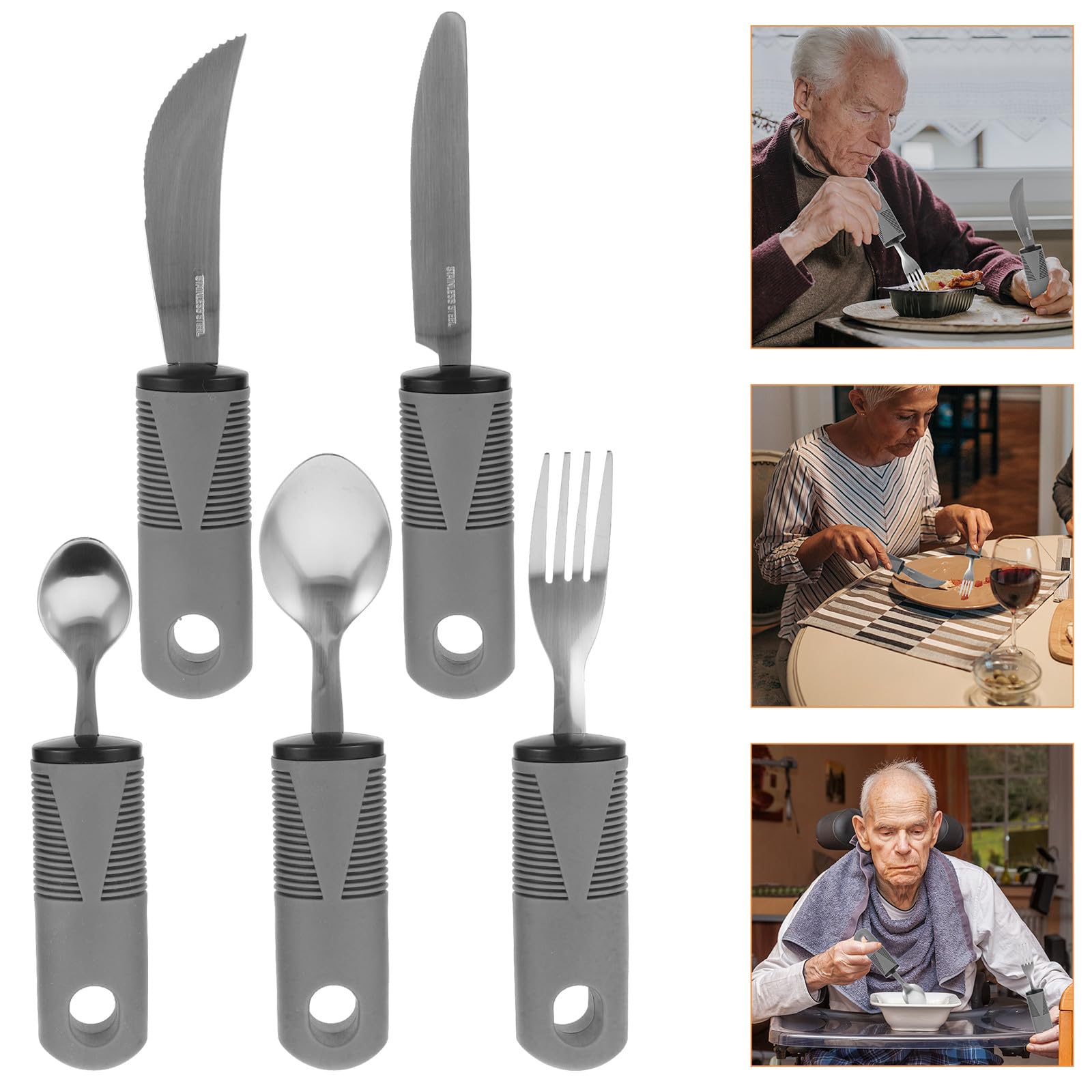 Vajilla Antivibración Para Personas Mayores Incluye Cuchara y Tenedor Adaptables Cubiertos Portátiles Para Uso Casa o Restaurante