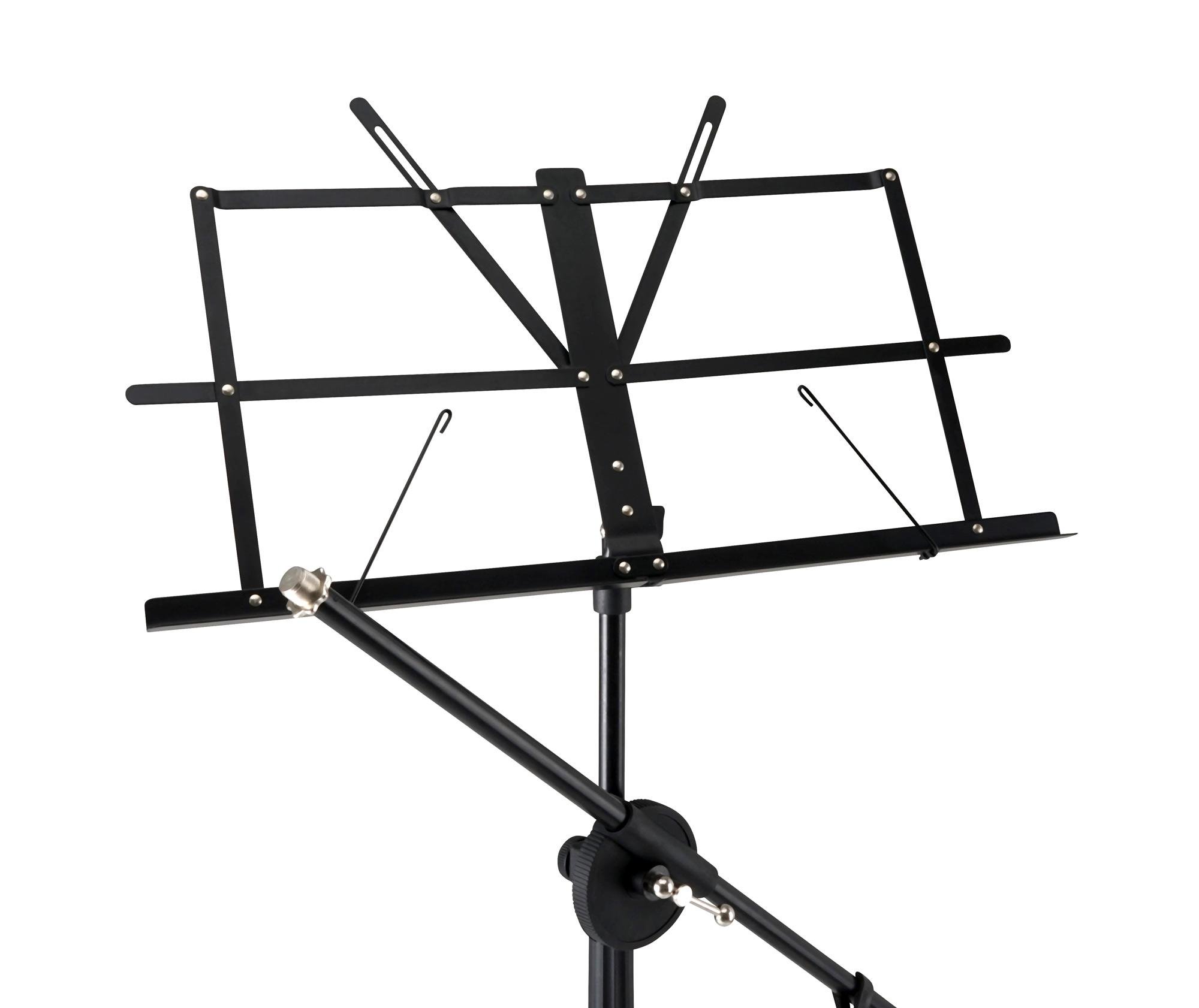 Classic Cantabile NSM-100 Leggio con Asta Microfono (Leggio e supporto microfono in uno, facile da montare, extra alto) Nero