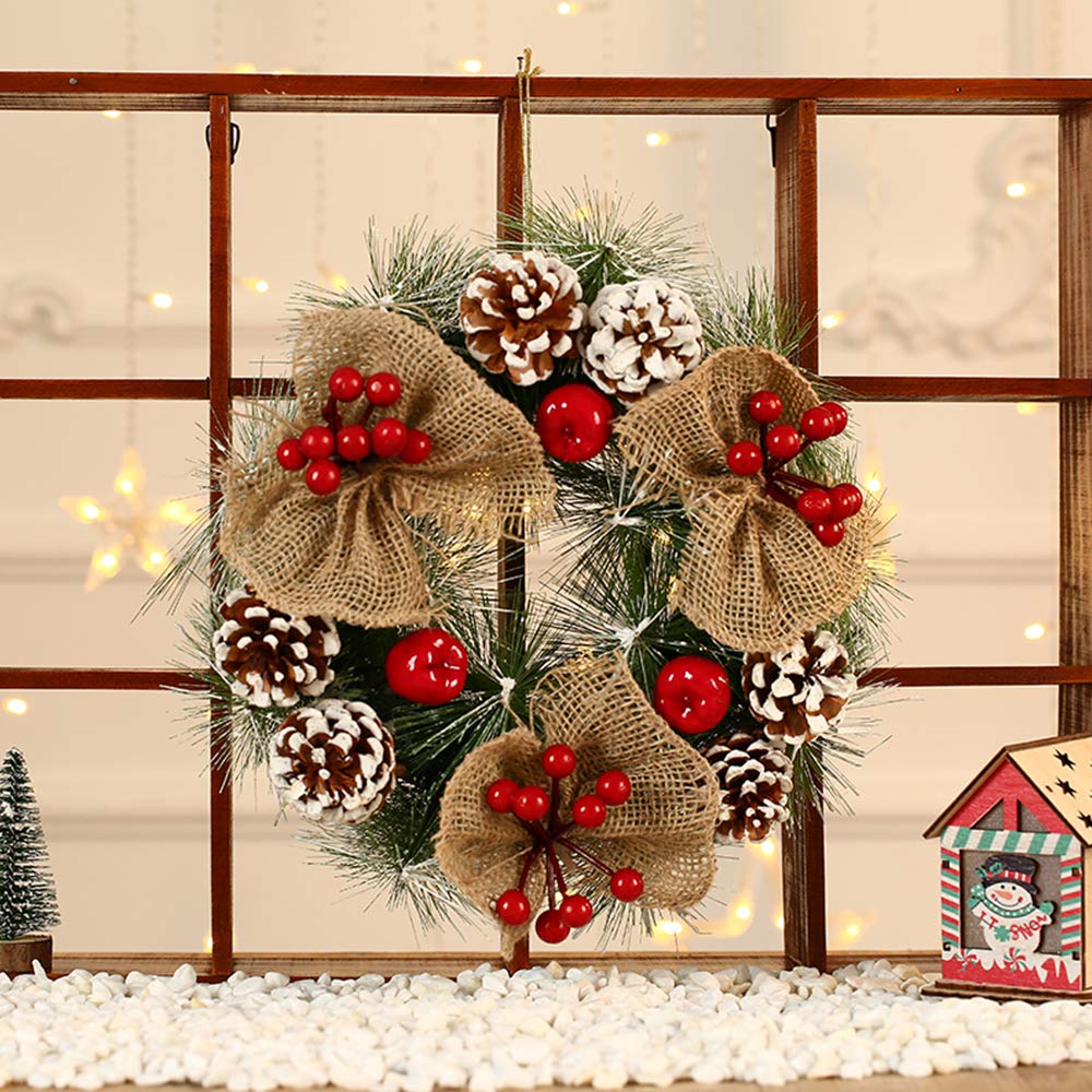 Couronne De Noël Porte Artificielle 60 CM Avec Pommes De Pin Et Grappes De Baies Lumieres Led Et Minuterie Vert 90601406 Couronne De Noël Porte Artificielle 60 CM Avec Pommes De Pin Et Grappes De Baies Lumieres Led Et Minuterie Vert 90601406