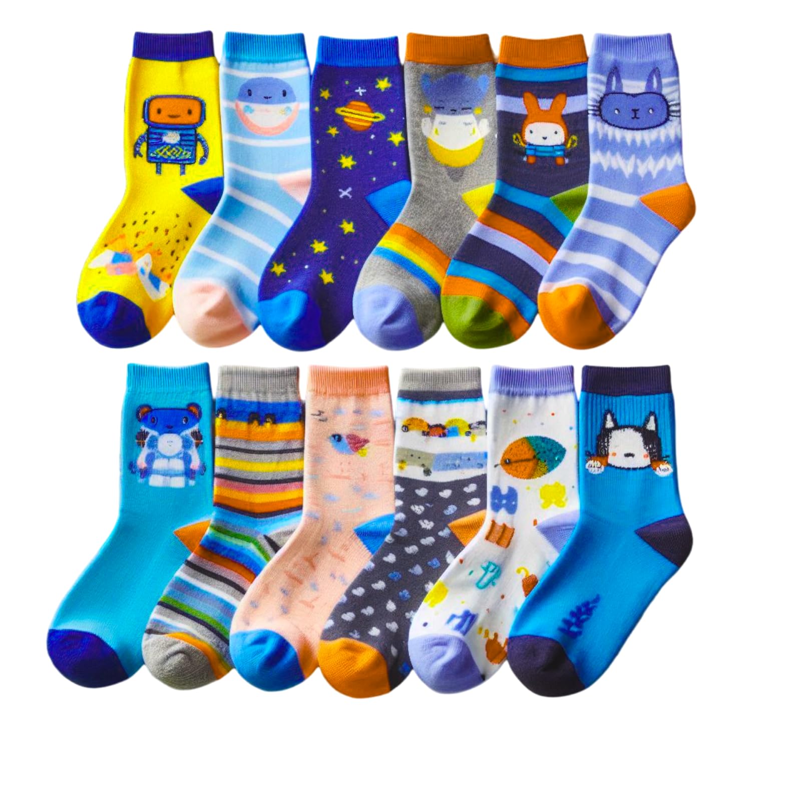 LADY·C Calcetines de niño de algodón cálido – Surtido de diseños según las últimas llegadas – Paquete de 6 unidades (IT, edad, 10 años, 12 años, regular, cortos), CORTOS, 10-12 años