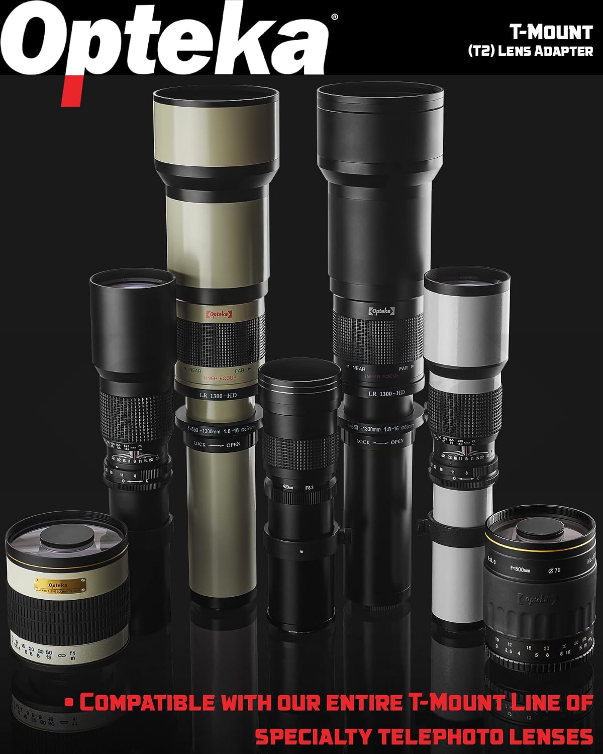Opteka T-Mount (T2) Adapter Compatible with Nikon D5, D4, D3X, D3, D810, D800, D750, D500, D610, D600, D300, D7200, D7100, D5500, D5300, D5200, D5100, D3300, D3200 and D3100 Digital SLR Cameras