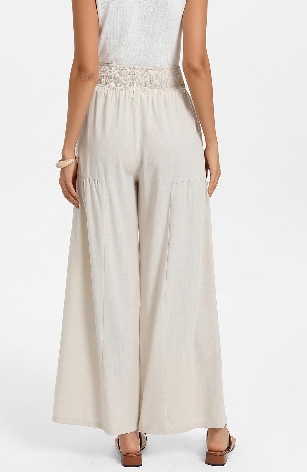 GRACE KARIN Womens Palazzo Pants Summer High Waist Boho Wide Leg Casual Flowy Pants Beach Vacation Outfits with Pockets - Image 4