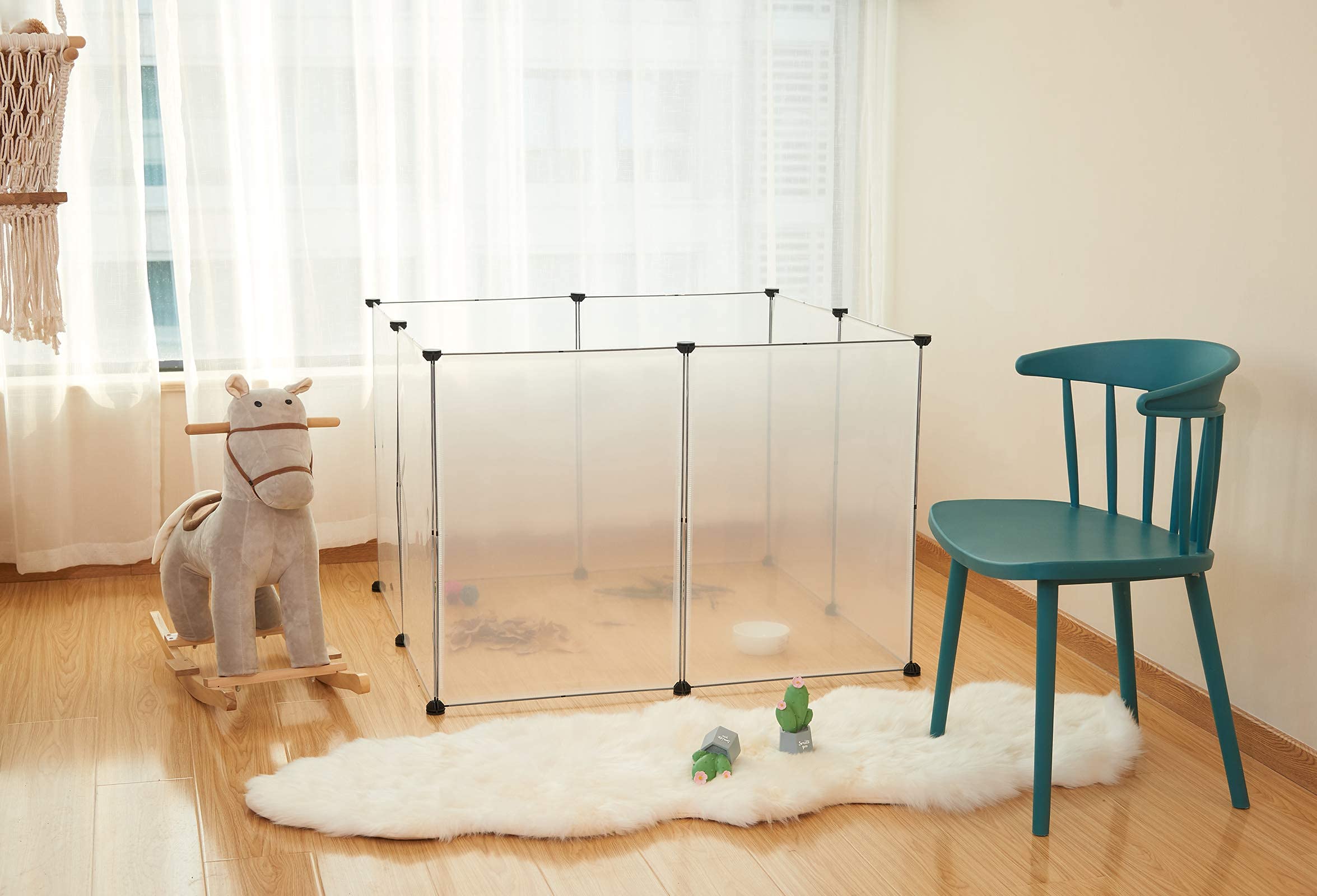 EUGAD Enclos Lapin en Plastique, Parc pour Cochon d'Inde 102x102x70cm