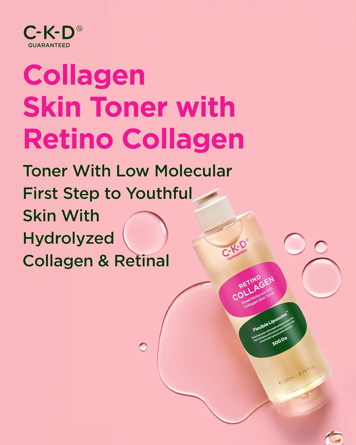 CKD Retino Collagen Skin Toner - Gentle Daily Korean Toner for Hydrating and Smoothing and Skin Texture Improvement. Suitable for Sensitive and Dry Skin. Korean Skin Care. 8.79 fl oz - Image 2