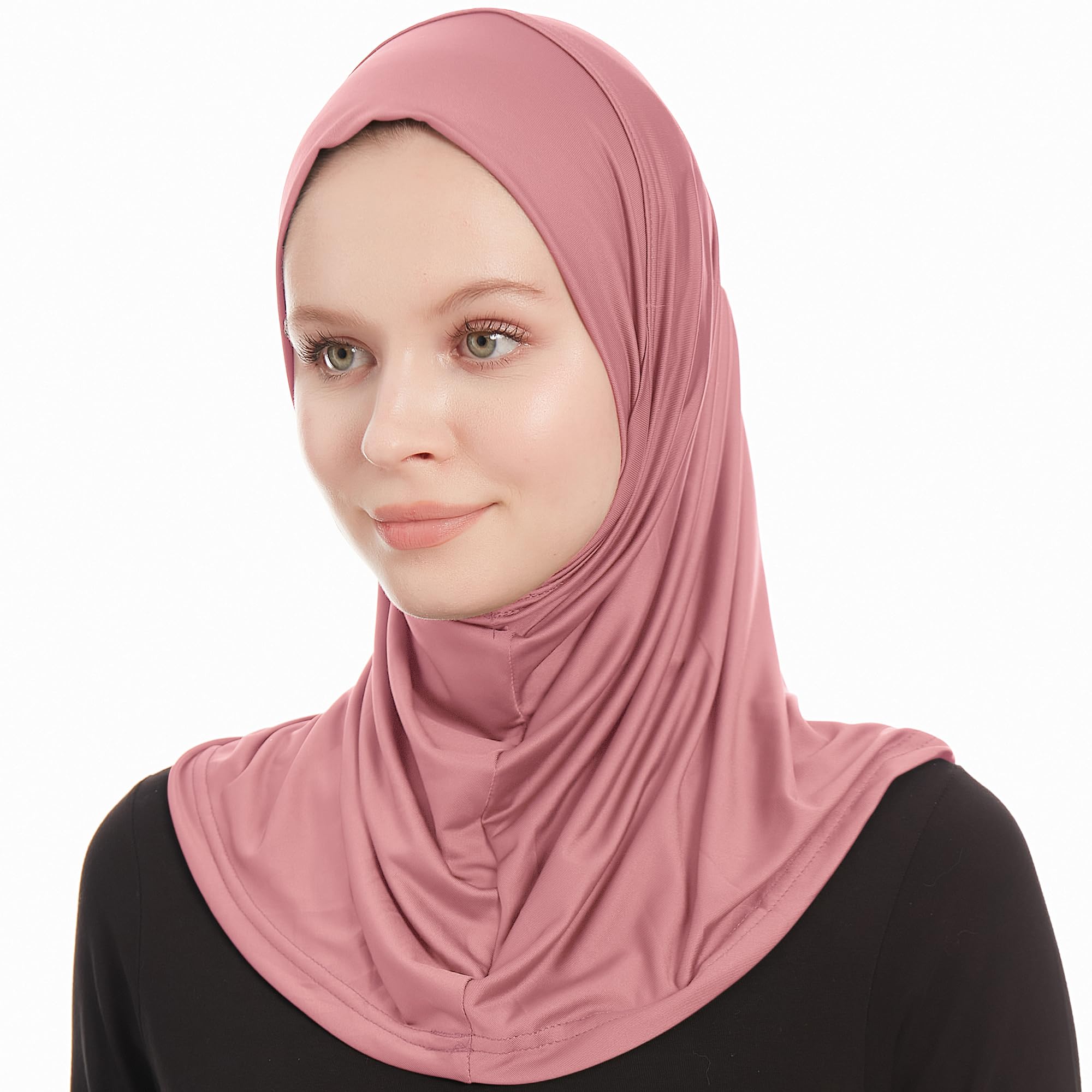 Ayisah Women's Soft Pink Plain Ready To Wear Amira Hijab For - Muslim Instant Amira Jersey Scarf – Soft Muslim One Piece Instant Hijab Headscarf