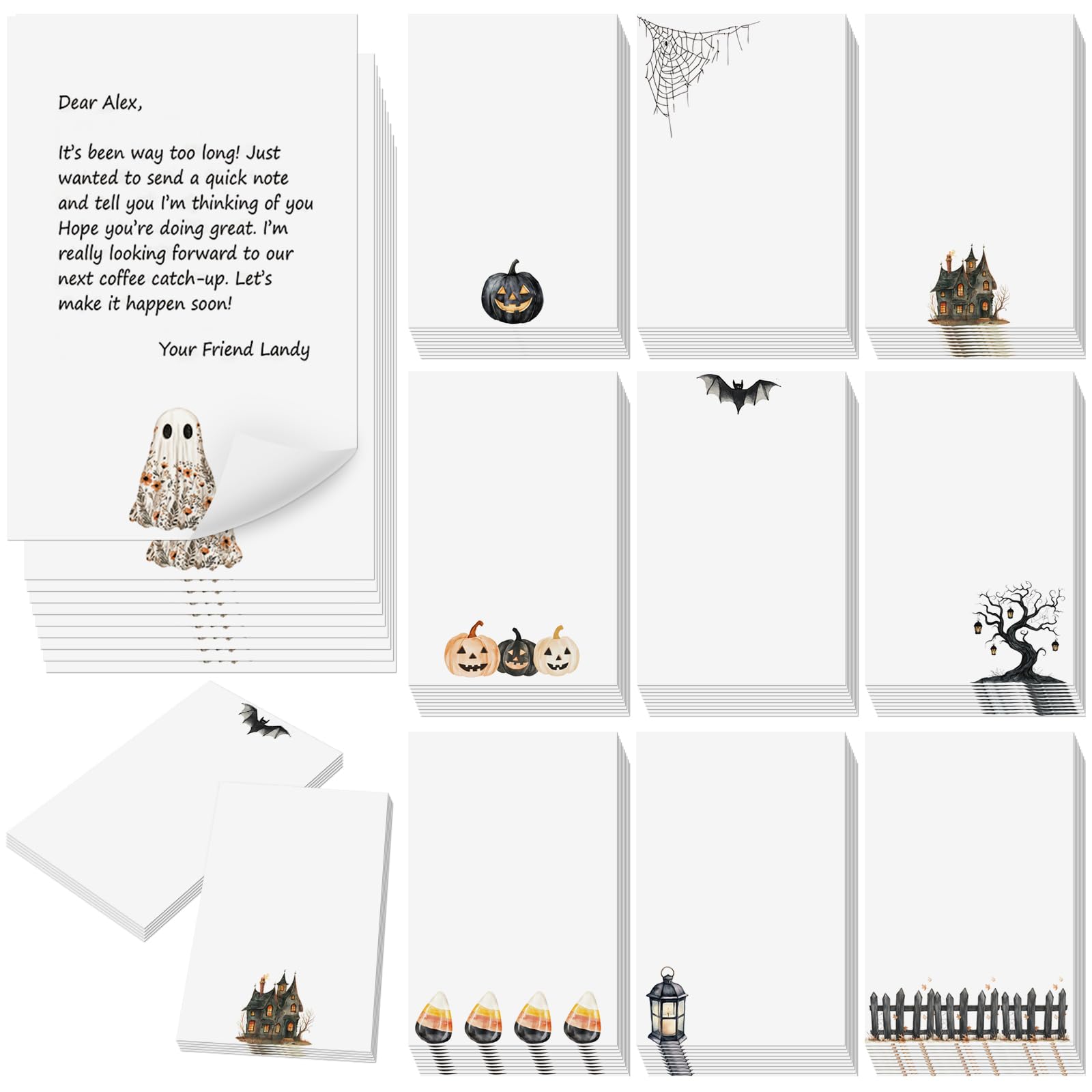 Spiareal 100 Pcs Blank Note Cards Index Card, Black, 4 x 6 in, Halloween