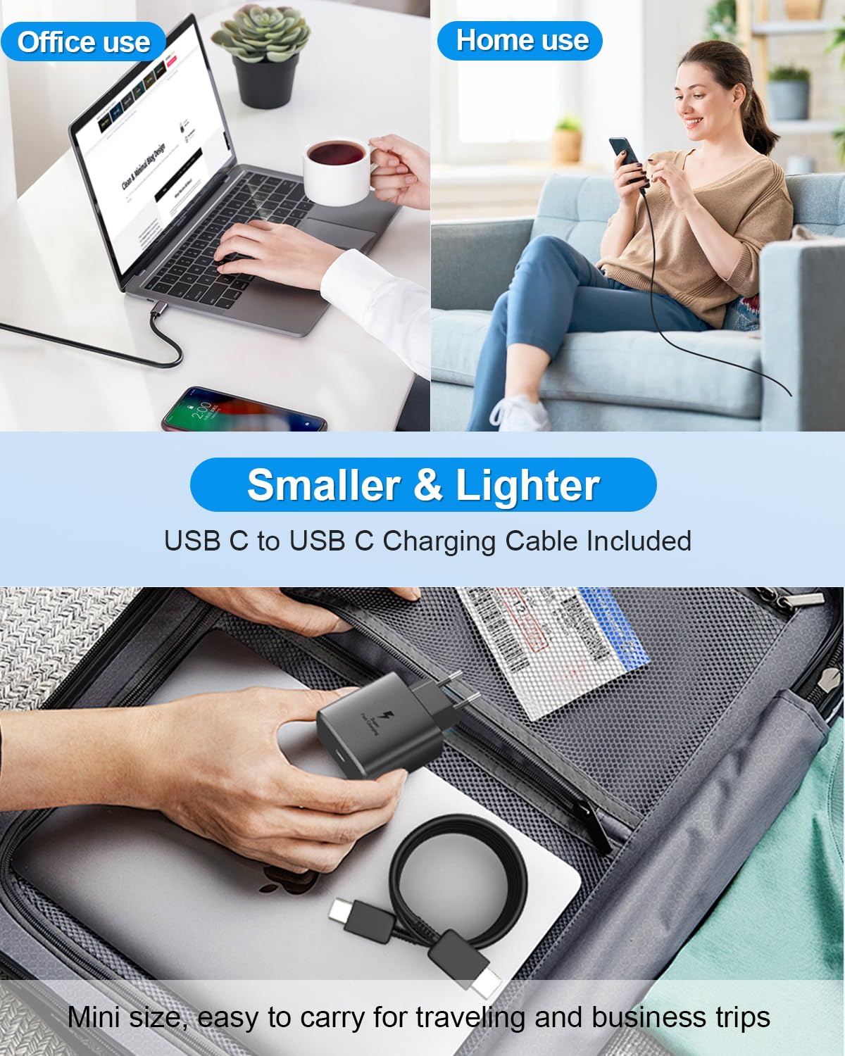 Caricatore per Samsung 45W Caricabatterie USB C