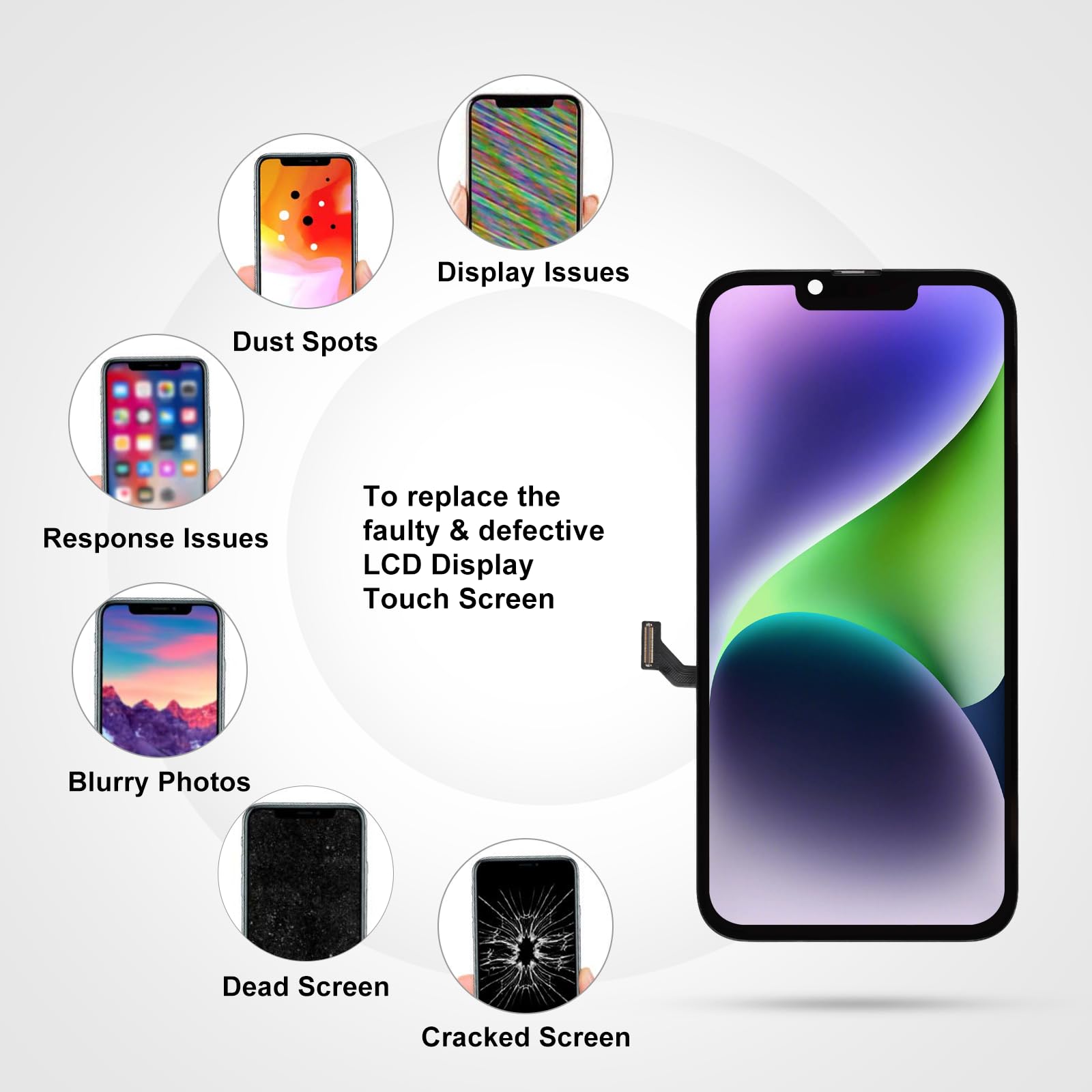 LL TRADER Screen Replacement for iPhone 14 6.1" LCD Retina FHD Display COF Touch Screen Digitiser with Repair Tool Kits - Image 4